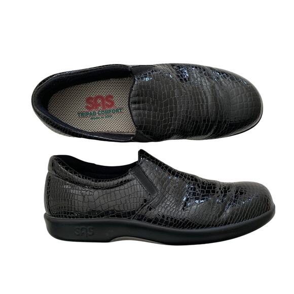 SAS Viva C Black Patent Leather Slip-on Size 8N - Picture 1 of 10